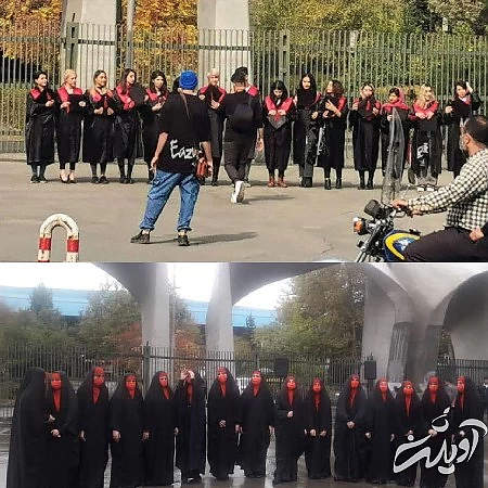 عکس جواب عکس؛ دو مدل دختر، مقابل یک دانشگاه